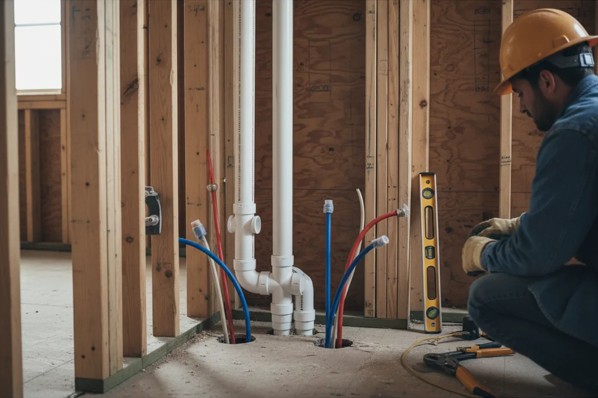 Drain and supply rough-in during Drain Cleaning in San Dimas